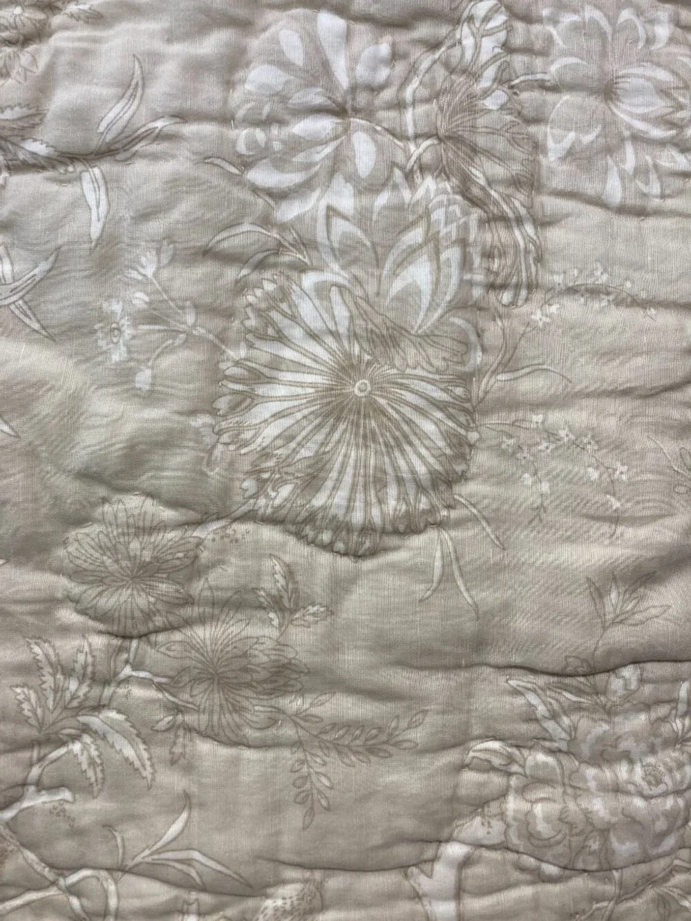 Ballard Desings Jardin Toile Quilted Sham Set Of 2 Cotton Linen Botanical Shabby